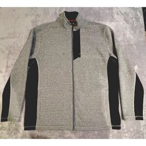 IZOD Advantage Mock Neck Full Zip Jacket XL Gray Softshell Panels Golf Casual